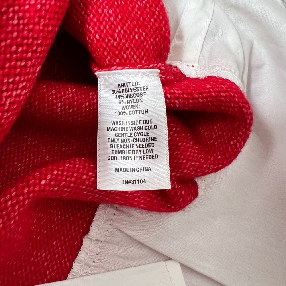 Wonderly Red Sparkle Layered Sweater White Collared Shirt Top‎ Women Size S - Picture 7 of 7